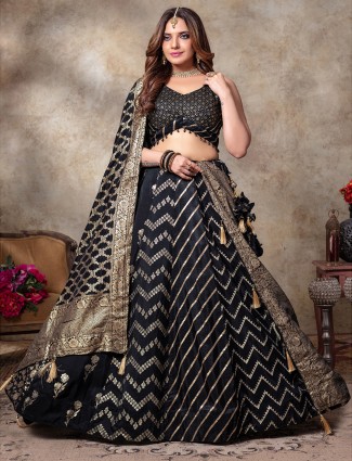 Attractive black silk lehenga choli for wedding