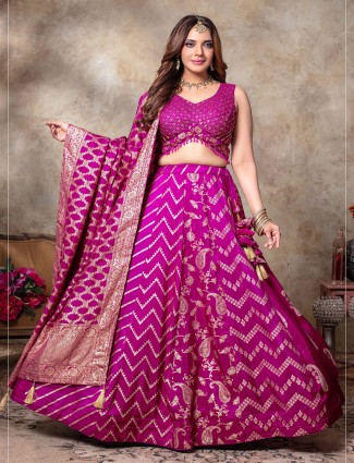 Pink lehenga choli in silk for wedding