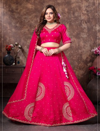 Dark megenta lehenga choli in silk for women