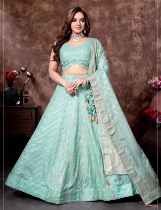 Stunning mint green silk lehenga choli