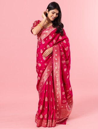 Elegant rani color dola silk saree for women