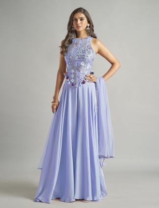 Lavender silk palazzo suit for women