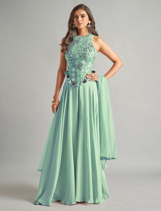 Silk palazzo suit in midnight blue