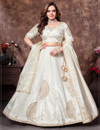 Super stylish white silk lehenga choli for wedding