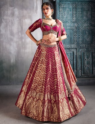 Stunning wine silk lehenga choli