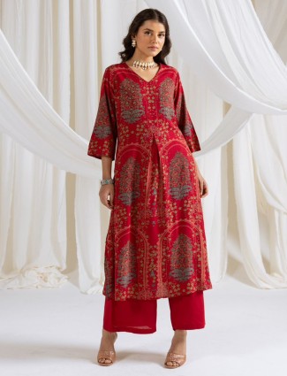 Newest maroon cotton silk kurti set
