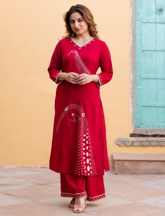 Awesome maroon silk kurti set for women