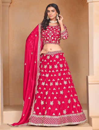 Pink lehenga choli in organza with zari work