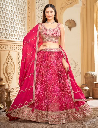 Festive rani silk lehenga choli with stone detailing
