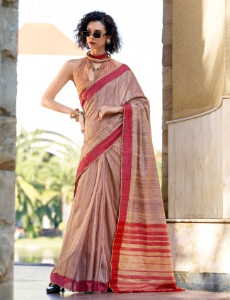 zari woven light brown silk saree