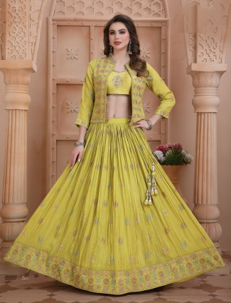 Liril green georgette jacket style embellished lehenga choli