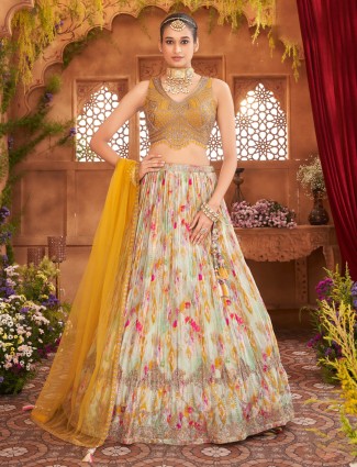 Stunning multi color silk lehenga choli for women