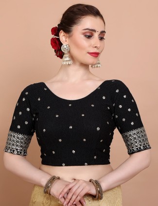 Black lycra blouse with stretch fit