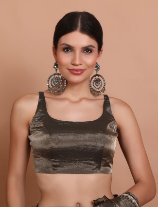 Sleeveless grey tissue silk blouse
