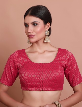 Pink zari woven brocade ethnic blouse