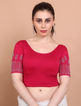Pink lycra blouse with swarovski accents
