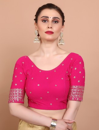 Solid pink stretchable lycra blouse