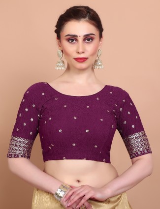 Wine lycra blouse with sequin embellishment