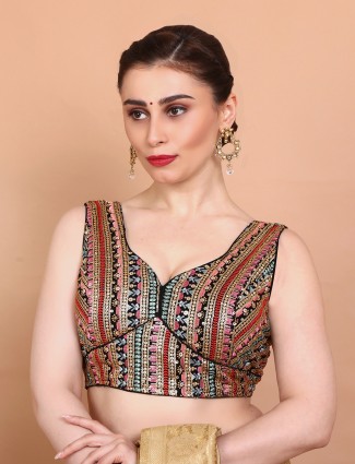 Multicolor georgette sleeveless blouse for occasions