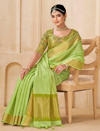 Green viscose saree designed for celebrations