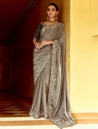 Navy navratri silk chaniya choli with V neck