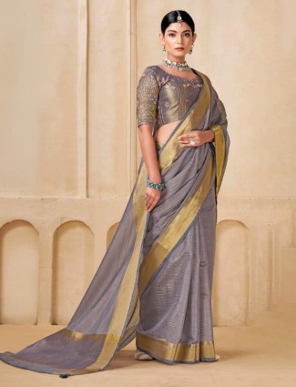 Elegant grey viscose saree for festive wear