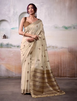 cotton saree with contrast brown border