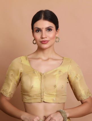 Gold tissue silk sweetheart neck blouse