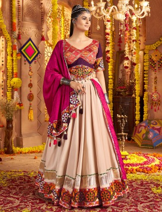 Beige lehenga choli set for navratri Wear
