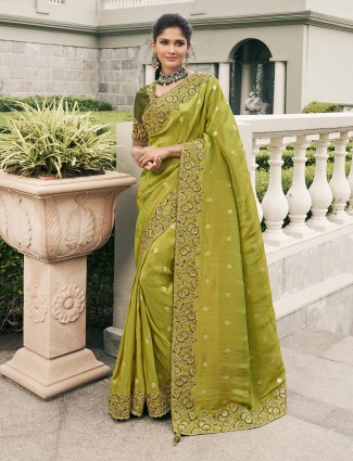 Dark purple dola silk resham weaving wedding wear saree