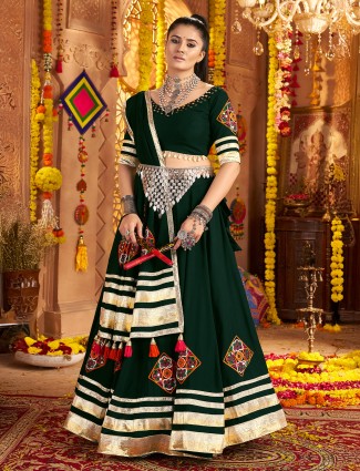 Green lehenga choli with stylish blouse for navratri