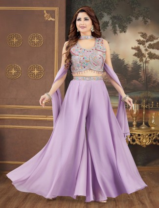 Pink silk kurti set with beads and dupatta