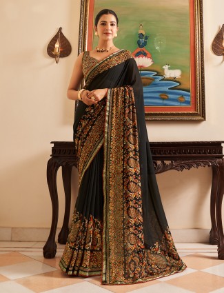 Black georgette saree for party wear