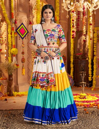 Multicolor viscose cotton navratri lehenga choli