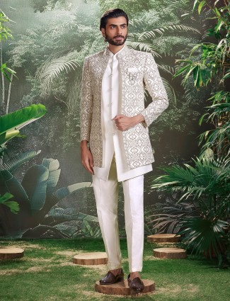 White regal indo western with resham glamour