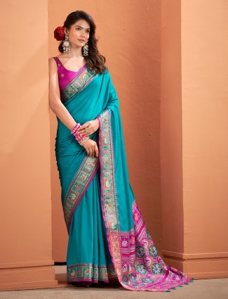 Blue patola silk saree for classic style