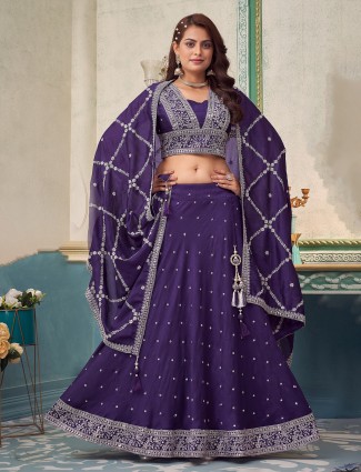 Pink silk bridal syle unstitched lehenga choli with sequins embellishment