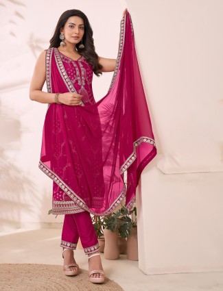 Lilac purle silk kurta suit