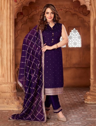 Pink silk kurti set with beads and dupatta