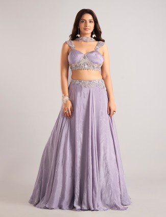 Lilac Purple Georgette Lehenga Choli Paired with Dupatta