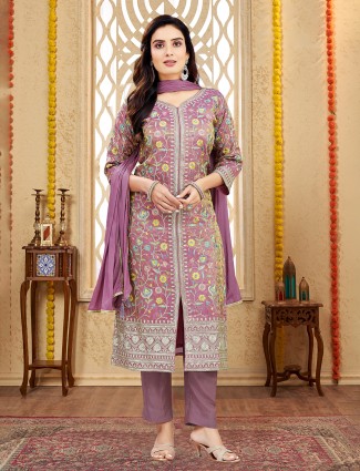 Onion pink silk salwar suit with dupatta set