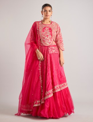 Rani silk rajasthani lehenga choli embellished with beads