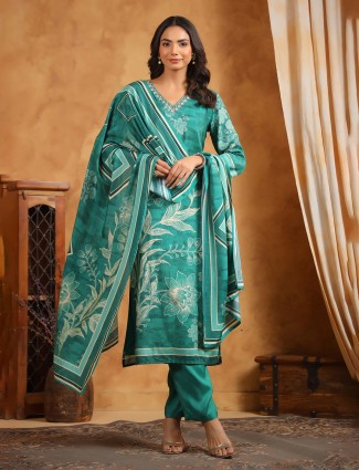 Rama blue glow kurti set with dupatta