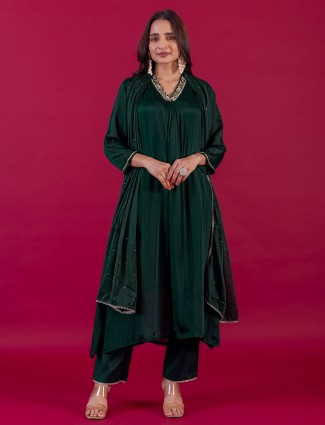 Bottle green festival wear salwar suit