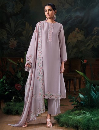 Modern lavender palazzo suit in silk