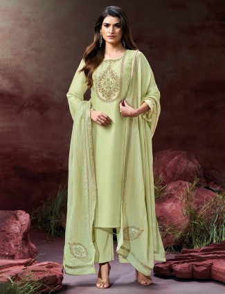 Pista green palazzo suit in silk