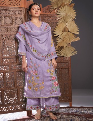 Gorgeous purple palazzo suit in silk