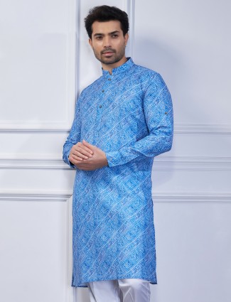 Latest blue cotton printed kurta suit
