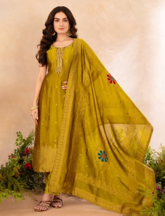 Mehandi Green radiant silk festive ensemble