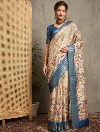 Light brown bhagalpuri saree with blouse piece